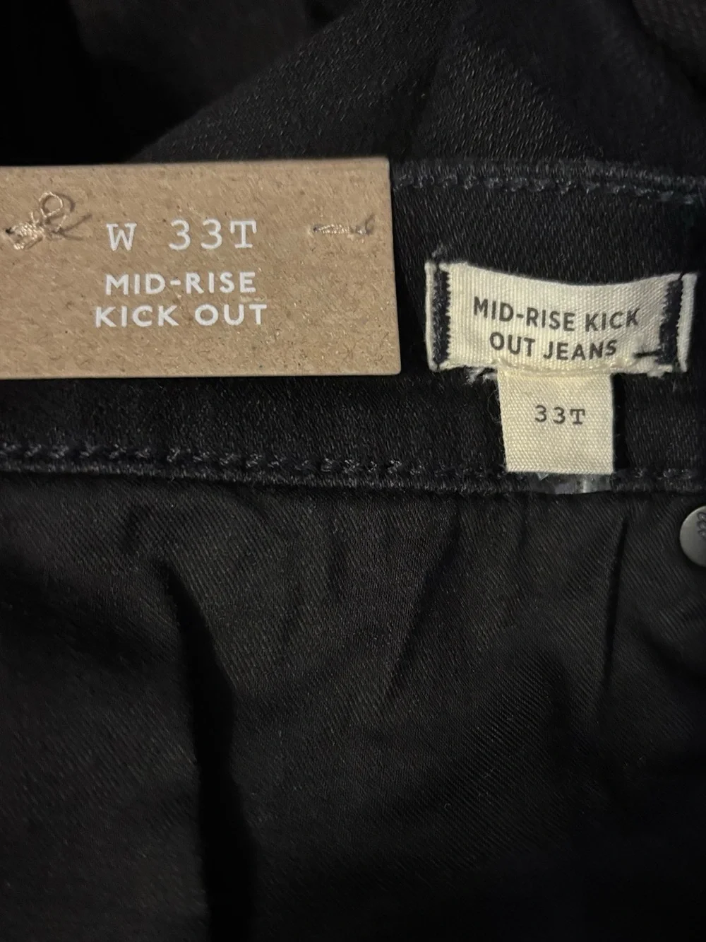 Madewell Jeans Tall Kick Out Crop Black Rinse Wash Mid Rise Women’s Size 33T